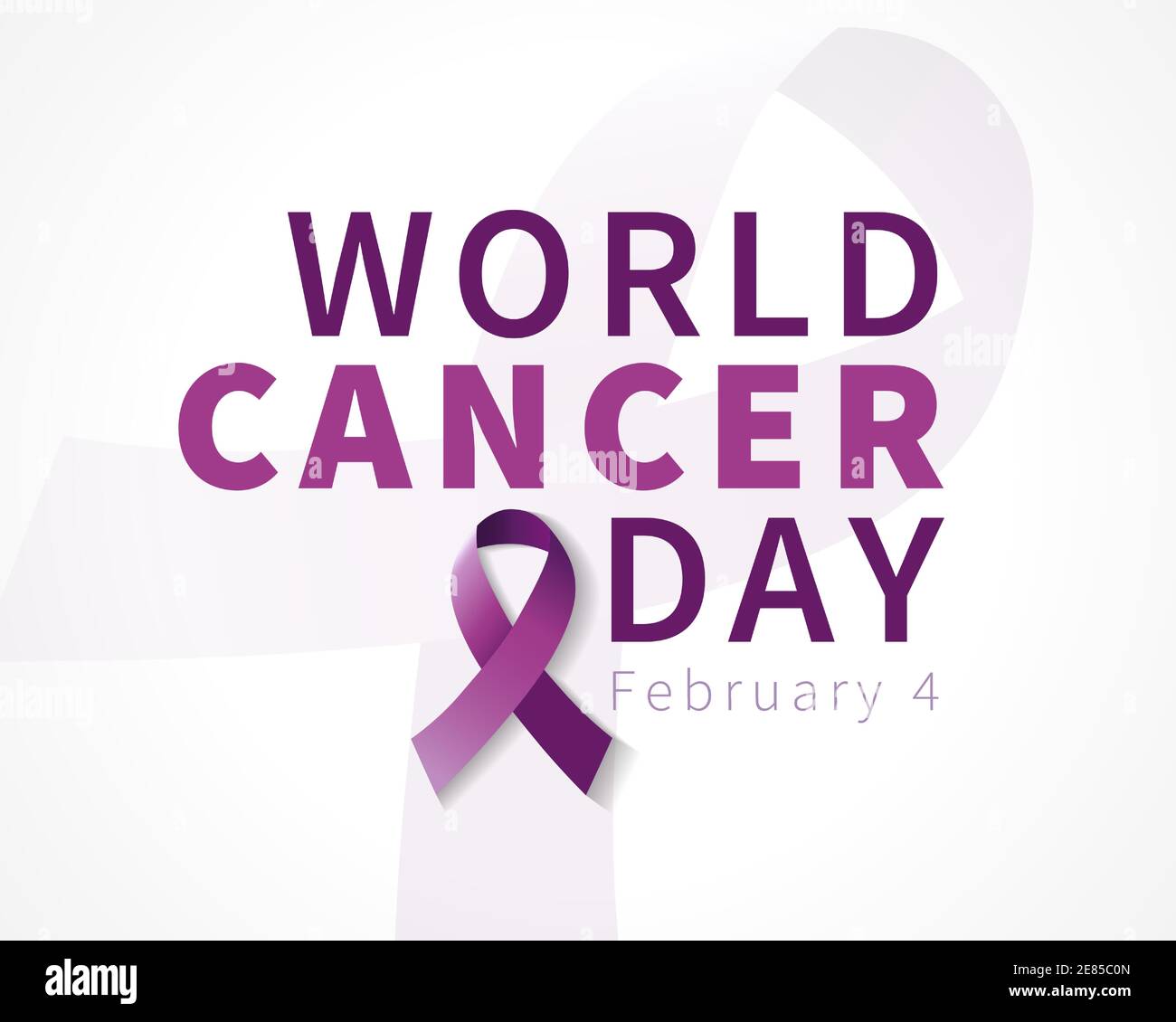 World Cancer Day lettering banner. Vector text illustration for February 4 of World Cancer day with ribbon and text on pink cancer sign Stock Vector