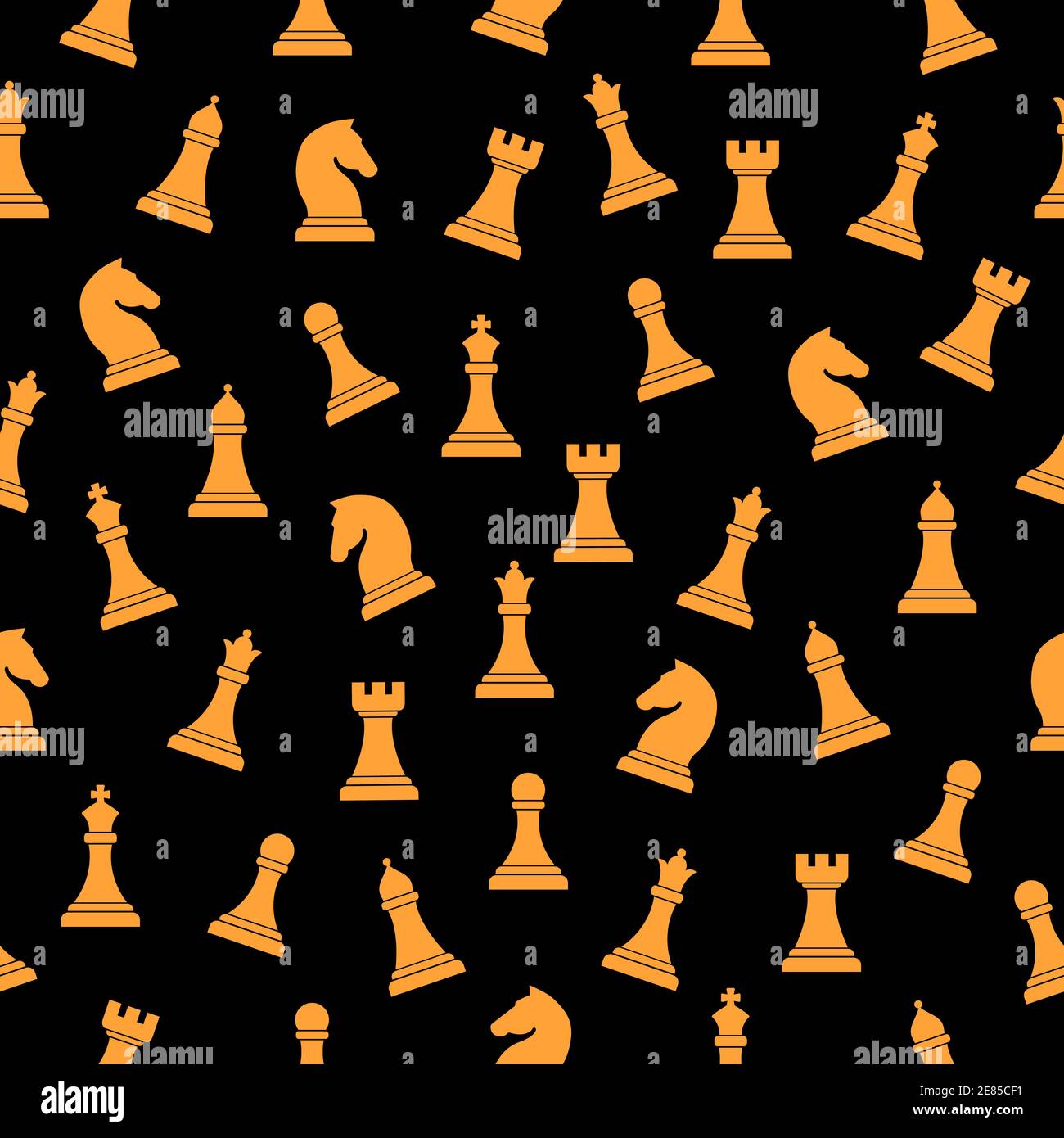 Black seamless pattern with golden chess icons background. Board smart ...
