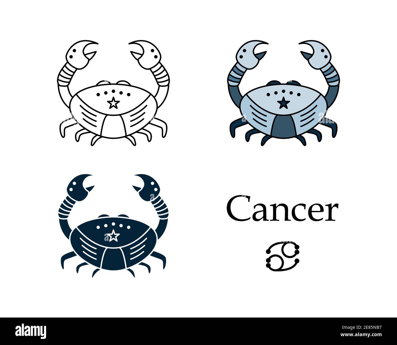 Vector illustration of a zodiac sign Cancer. Line art, simple style