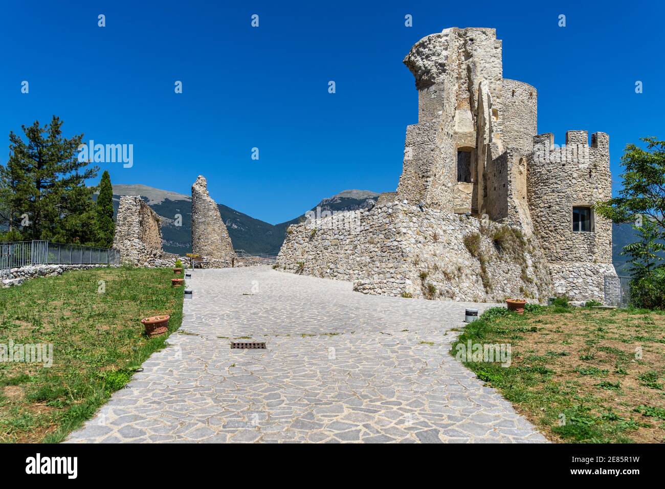 Ruins of the Norman Swabian Castle in Morano Calabro built in 13th century, Calabria Italy Stock Photo