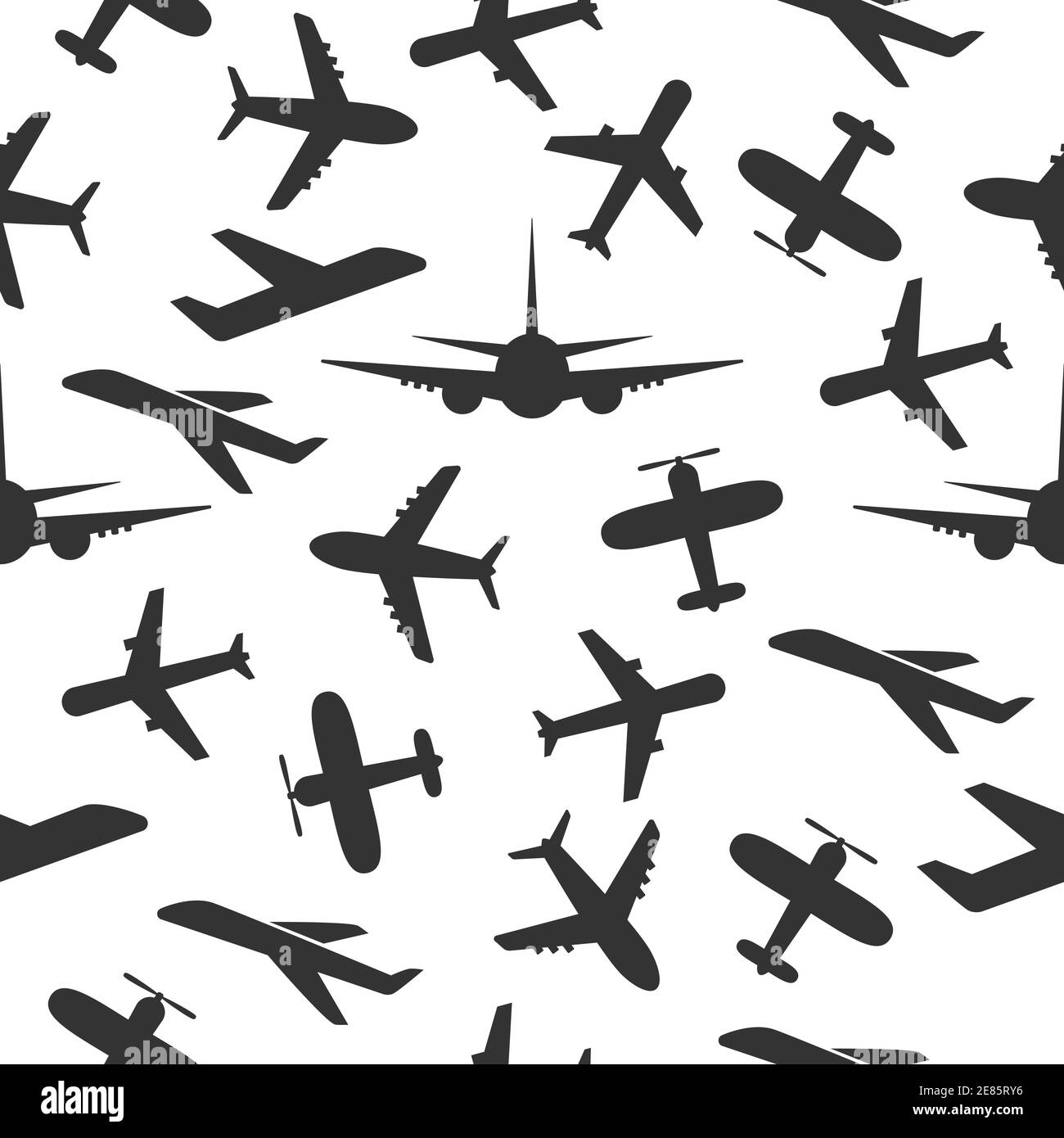 Airplane pattern white background. Seamless pattern flying planes