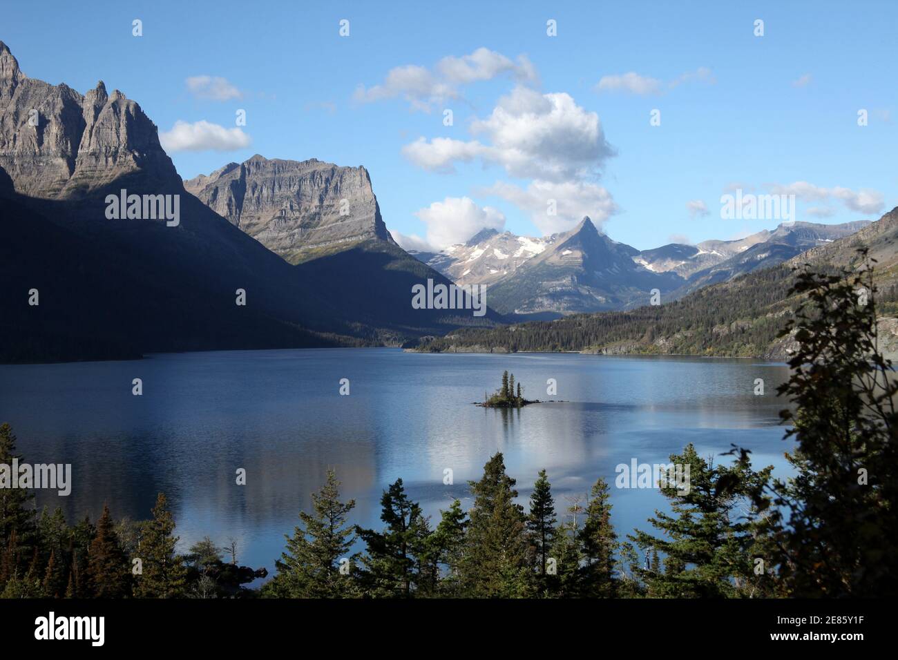 Wild Goose Island in St. Mary Lake, Glacier National Park, Montana, USA Stock Photo