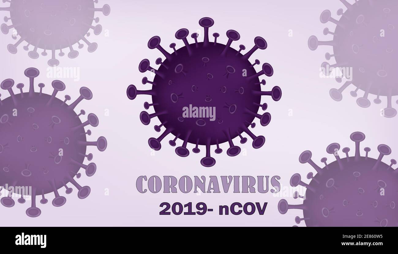 bacteria purple pneumonia microbe under a microscope during a coronavirus pandemic with Lockdown text Stock Vector