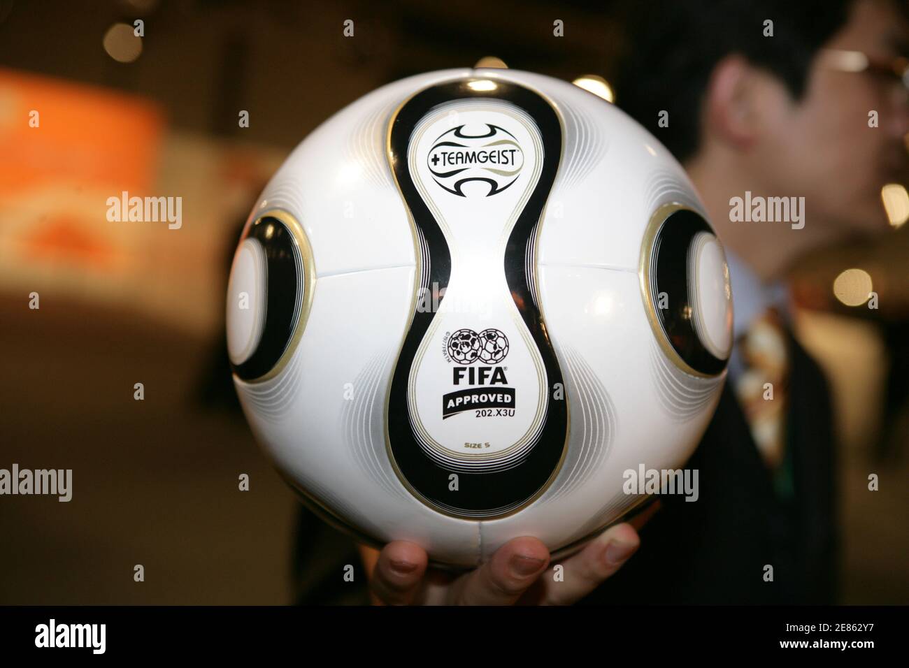 The official matchball for the 2006 FIFA World Cup finals is seen after the  draw for the finals, in Leipzig, eastern Germany December 9, 2005. The ball  will be largely in traditional