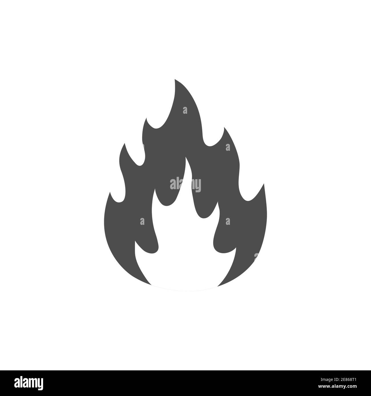 Fire flame black icon. Vector fire silhouette isolated on white. Stock Vector