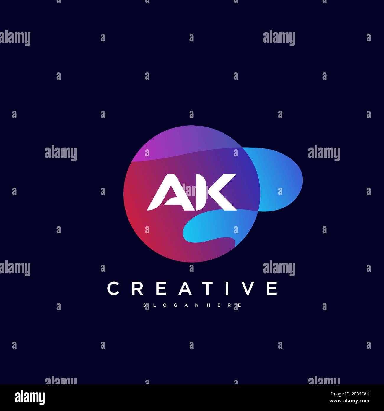 AK Initial Letter logo icon design template elements with wave colorful art Stock Vector