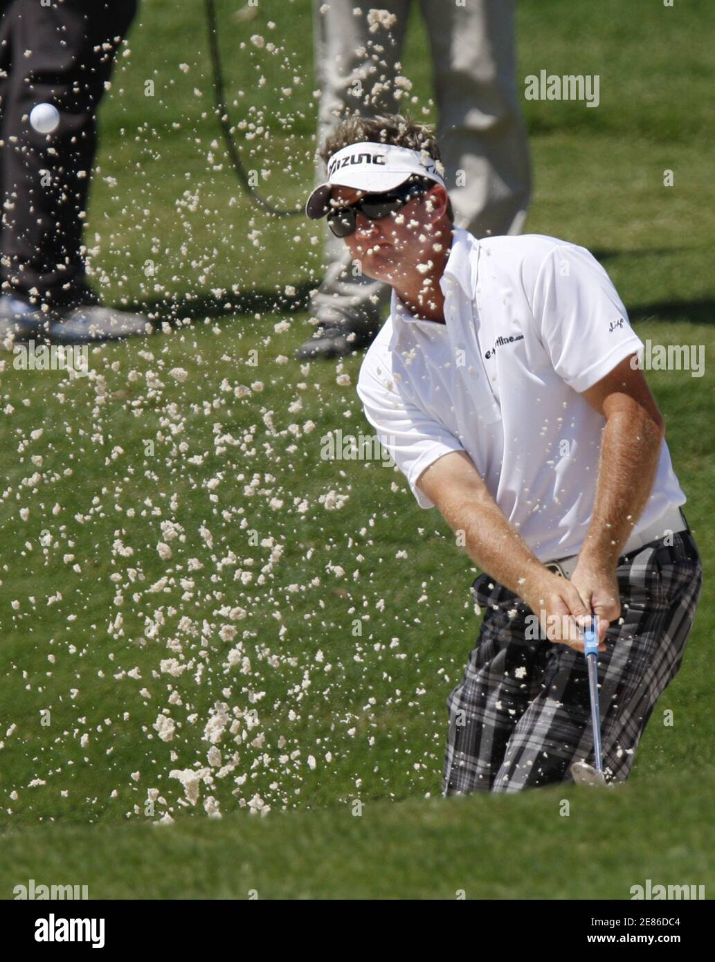 Brian Gay hits out of a greenside bunker on the seventh hole during the final round of the St. Jude Classic golf tournament at TPC Southwind in Memphis, Tennessee June 14, 2009.   REUTERS/Nikki Boertman    (UNITED STATES SPORT GOLF) Stock Photo