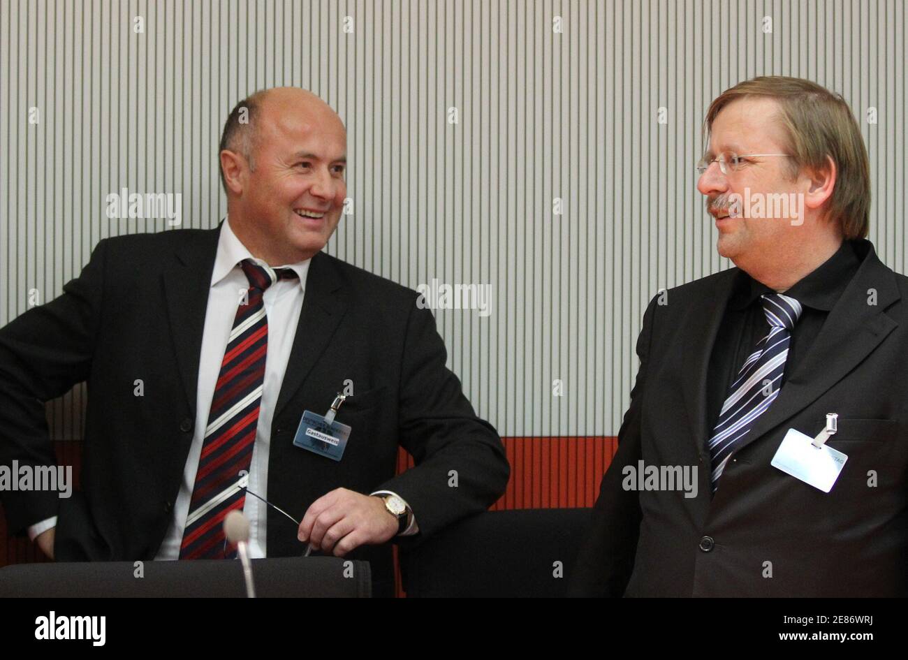 Wolfgang Feldner L Head Of The Early Warning System Ews And Rainer Koch Vice President Of The German Football Federation Dfb Arrive For A Government Hearing On Germany S Latest Match Fixing Scandal In