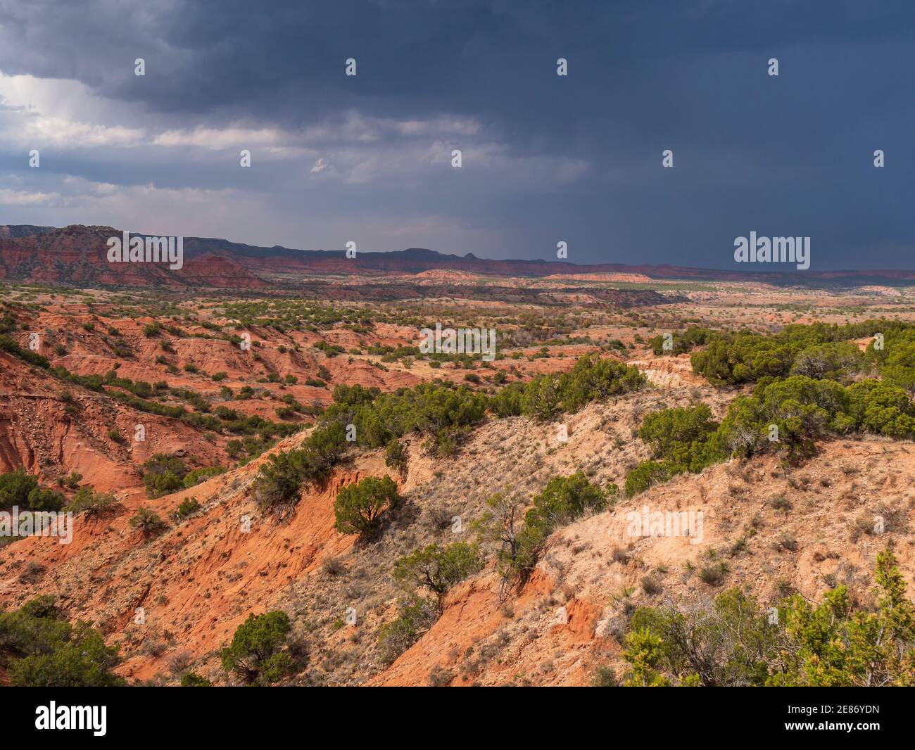 Storm clouds over the canyons,  Caprock Canyons State Park, Quitaque, Texas. Stock Photo