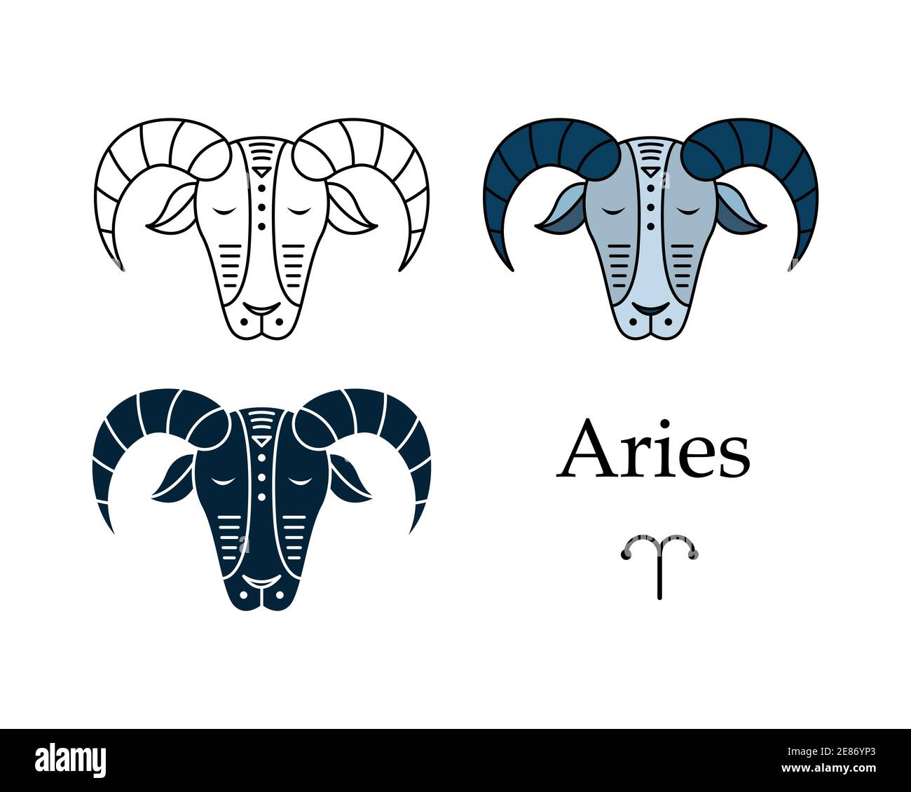 Vector illustration of a zodiac sign Aries. Line art, simple style