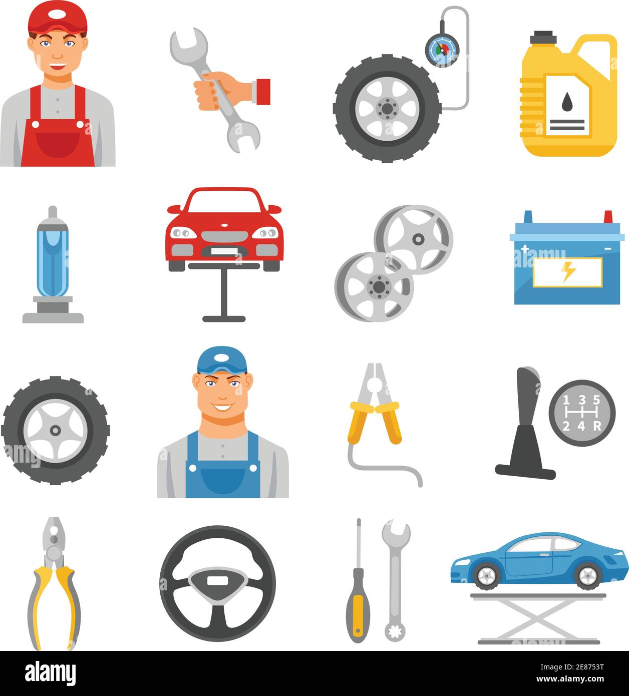 Flat Design Elements of Car Service and Diagnostic. Auto Mechanic Repair of  Machines. Mechanic Tools and Equipment Set. Stock Illustration -  Illustration of machine, business: 96803088