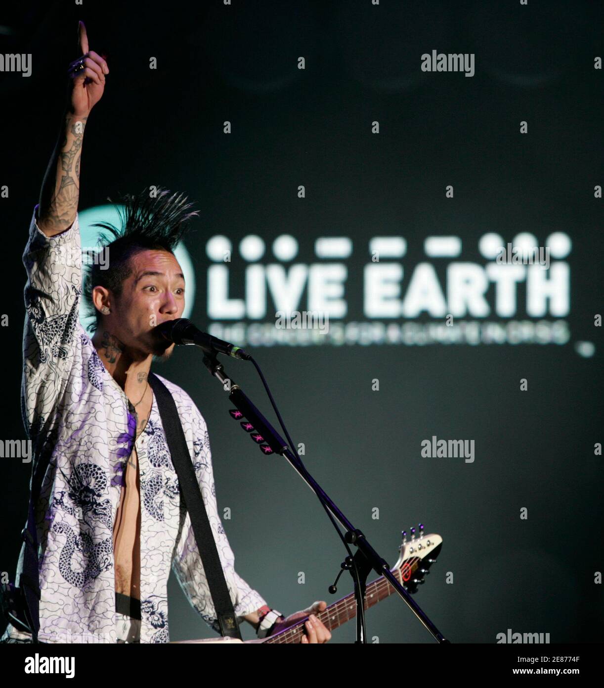 Jesse Of The Japanese Band Rize Performs At The Live Earth Concert In Chiba July 7 07 Thousands Of Japanese Fans Rocked To The Rhythm Of A Virtual Techno Beat Act As