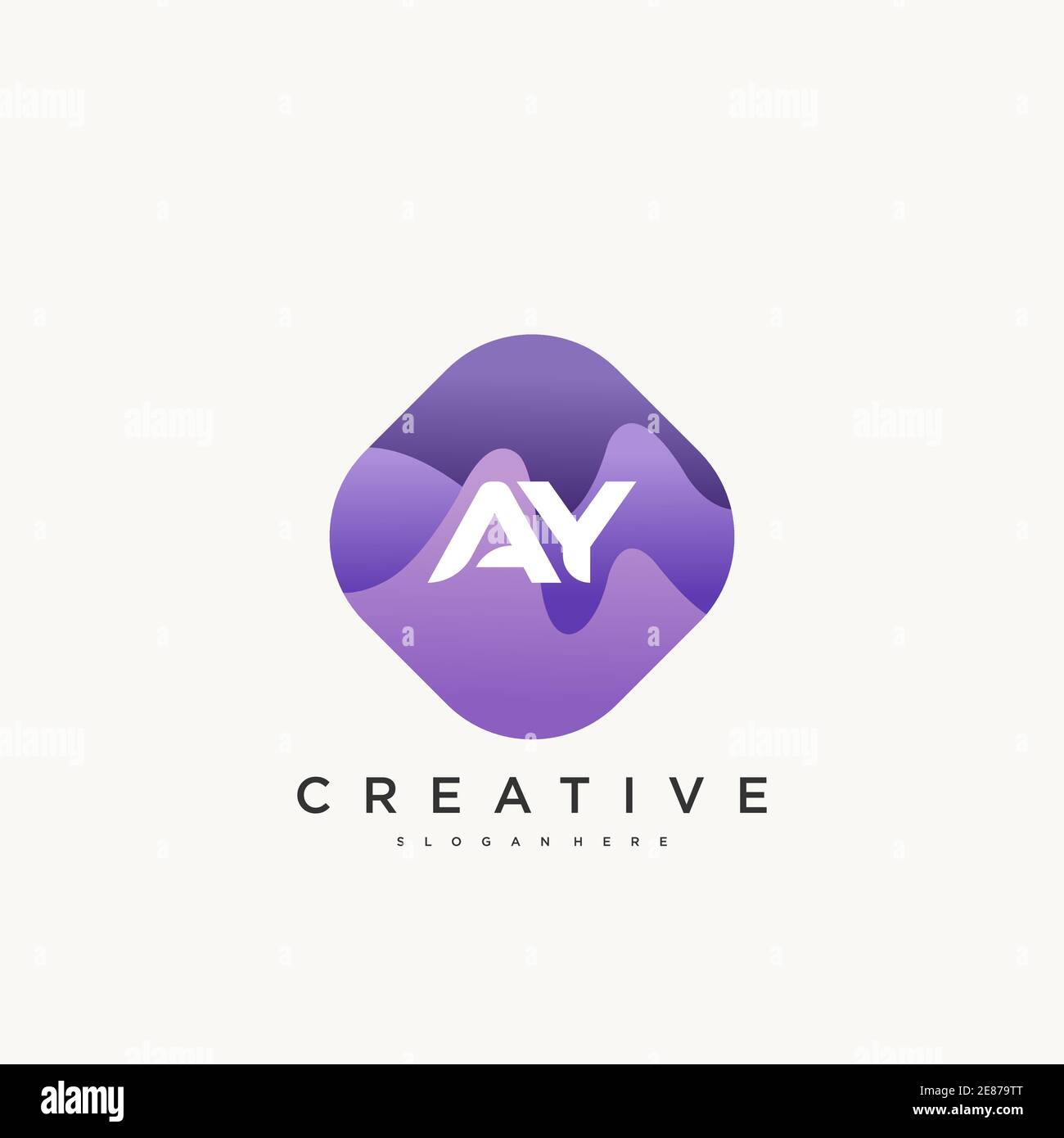 AY Initial Letter logo icon design template elements with wave colorful art Stock Vector