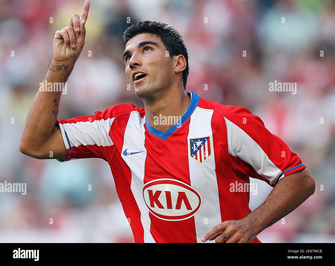 Atletico Madrid's Jose Antonio Reyes celebrates scoring against Lazio at  the LG Amsterdam soccer tournament in the Arena stadium in Amsterdam August  4, 2007. REUTERS/Toussaint Kluiters (THE NETHERLANDS Stock Photo - Alamy