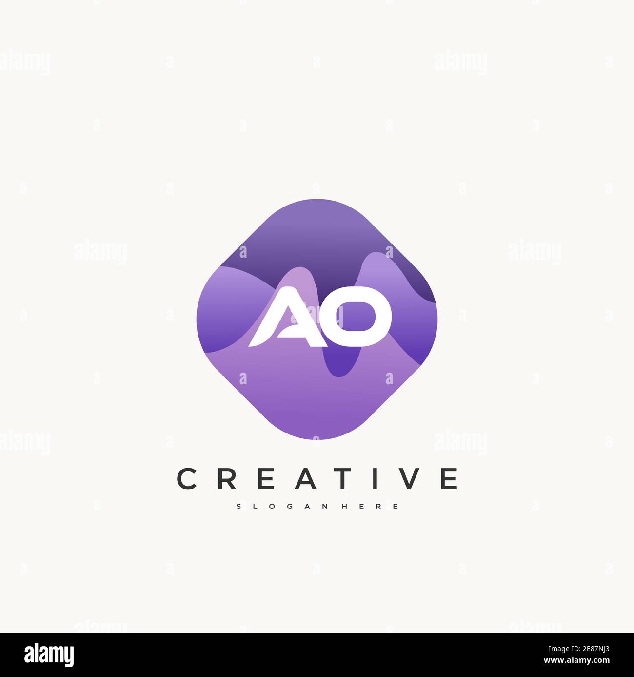 AO Initial Letter logo icon design template elements with wave colorful ...