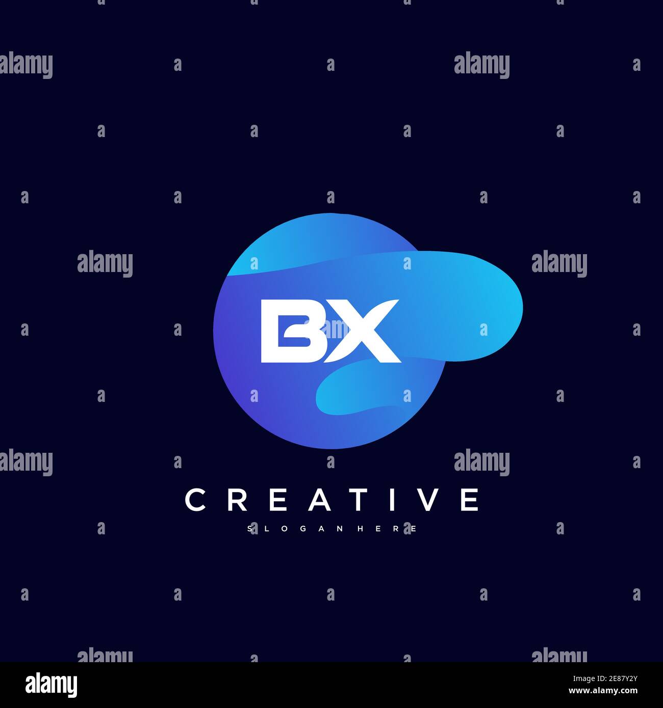 BX Initial Letter logo icon design template elements with wave colorful art Stock Vector