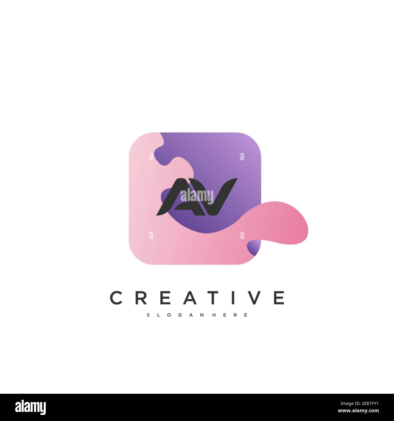 AV Initial Letter logo icon design template elements with wave colorful art Stock Vector
