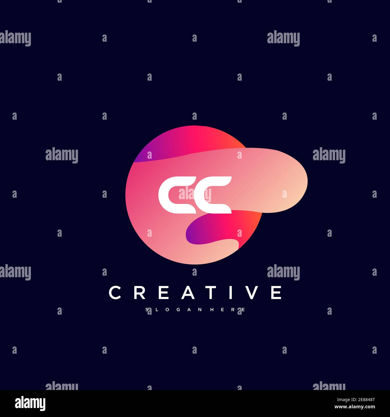 CC Initial Letter logo icon design template elements with wave colorful art Stock Vector