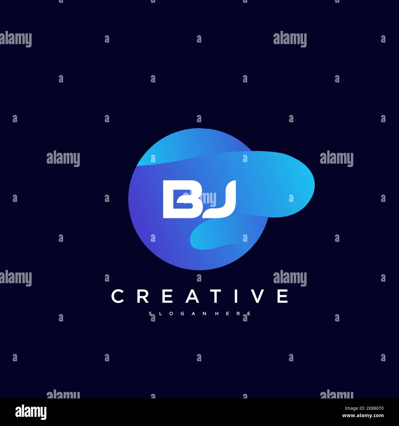BJ Initial Letter logo icon design template elements with wave colorful art Stock Vector