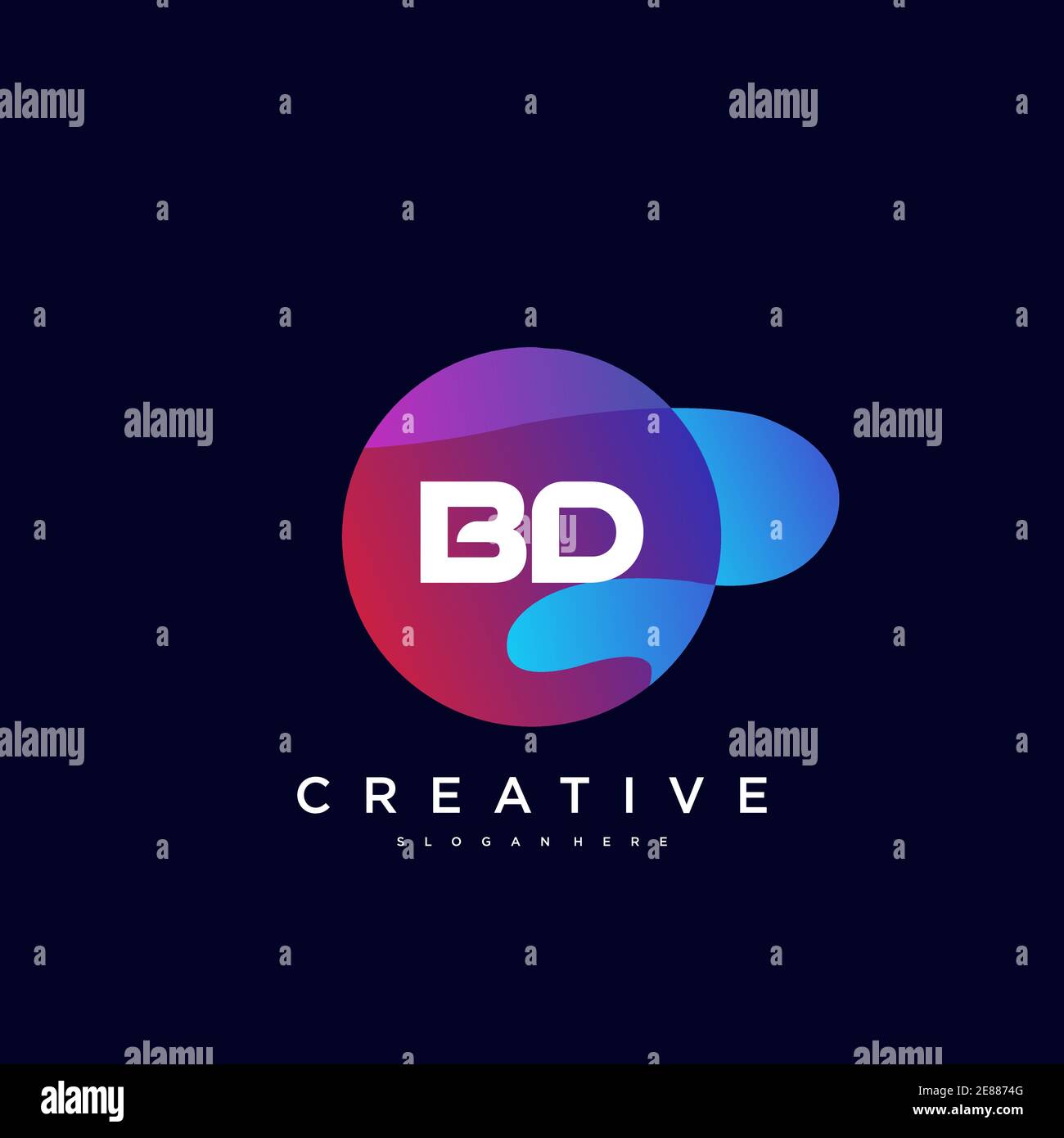 BD Initial Letter logo icon design template elements with wave colorful art Stock Vector