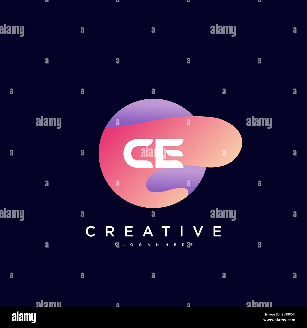 CE Initial Letter logo icon design template elements with wave colorful art Stock Vector
