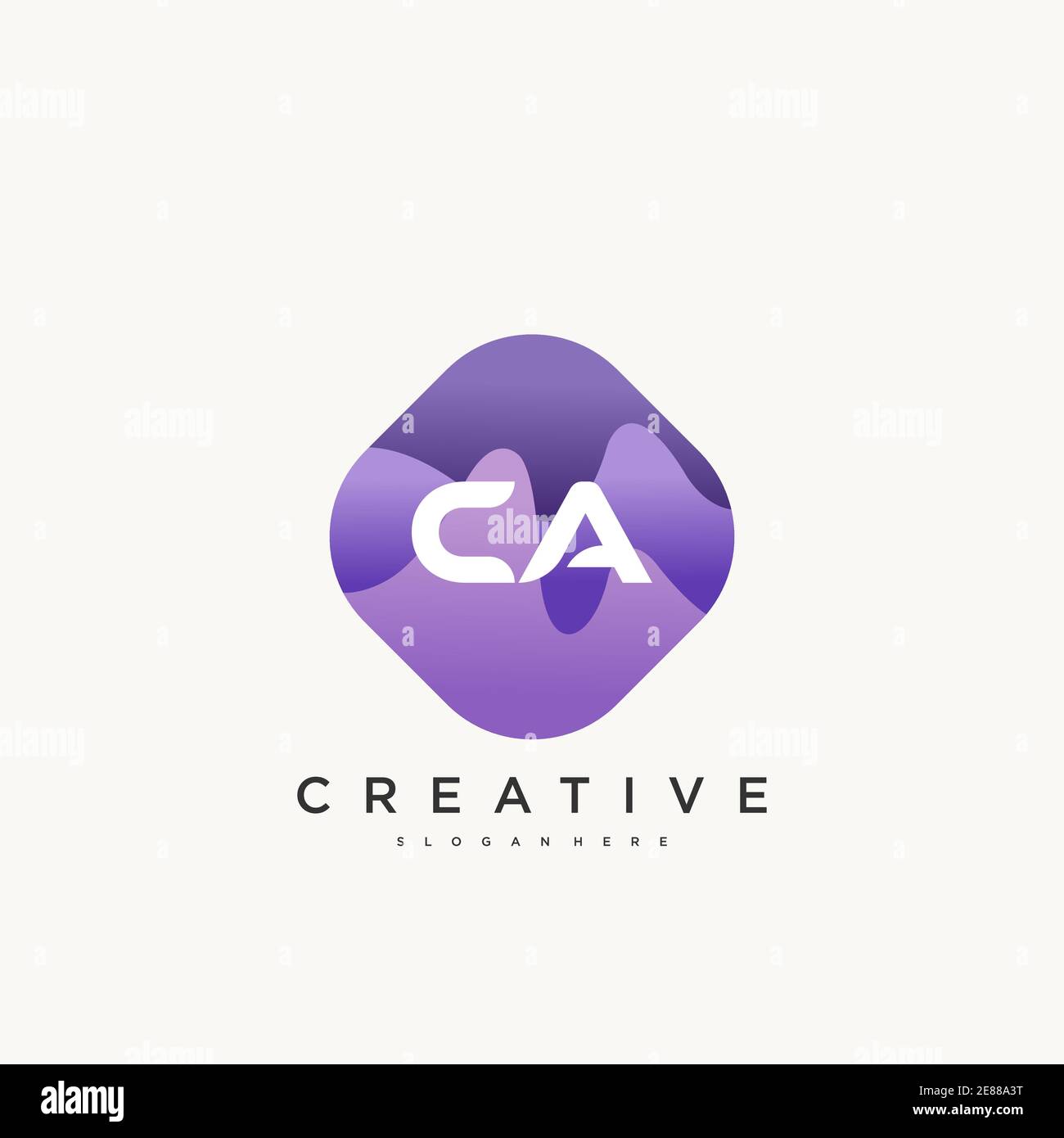 CA Initial Letter logo icon design template elements with wave colorful ...