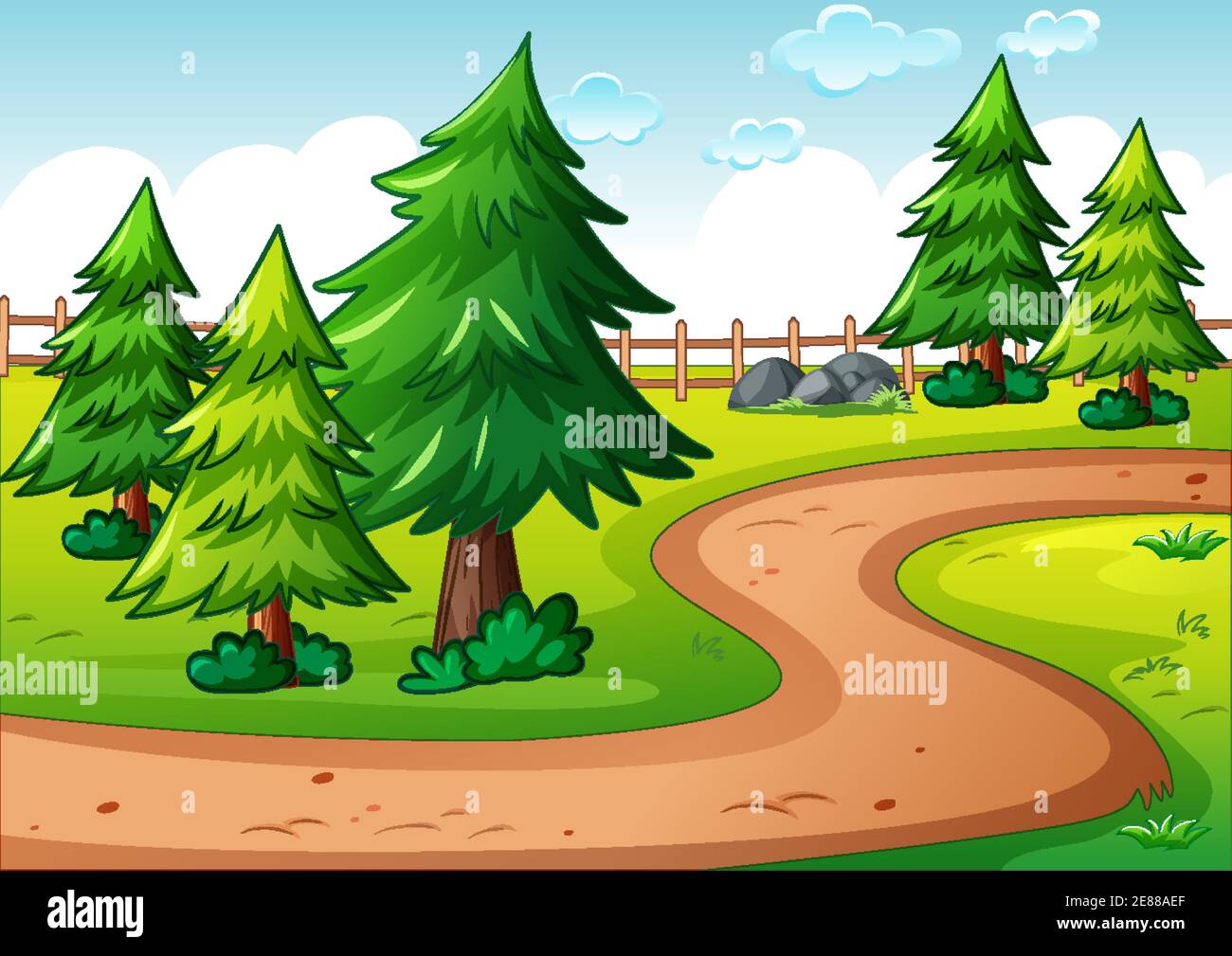 Empty park landscape scene illustration Stock Vector Image & Art - Alamy