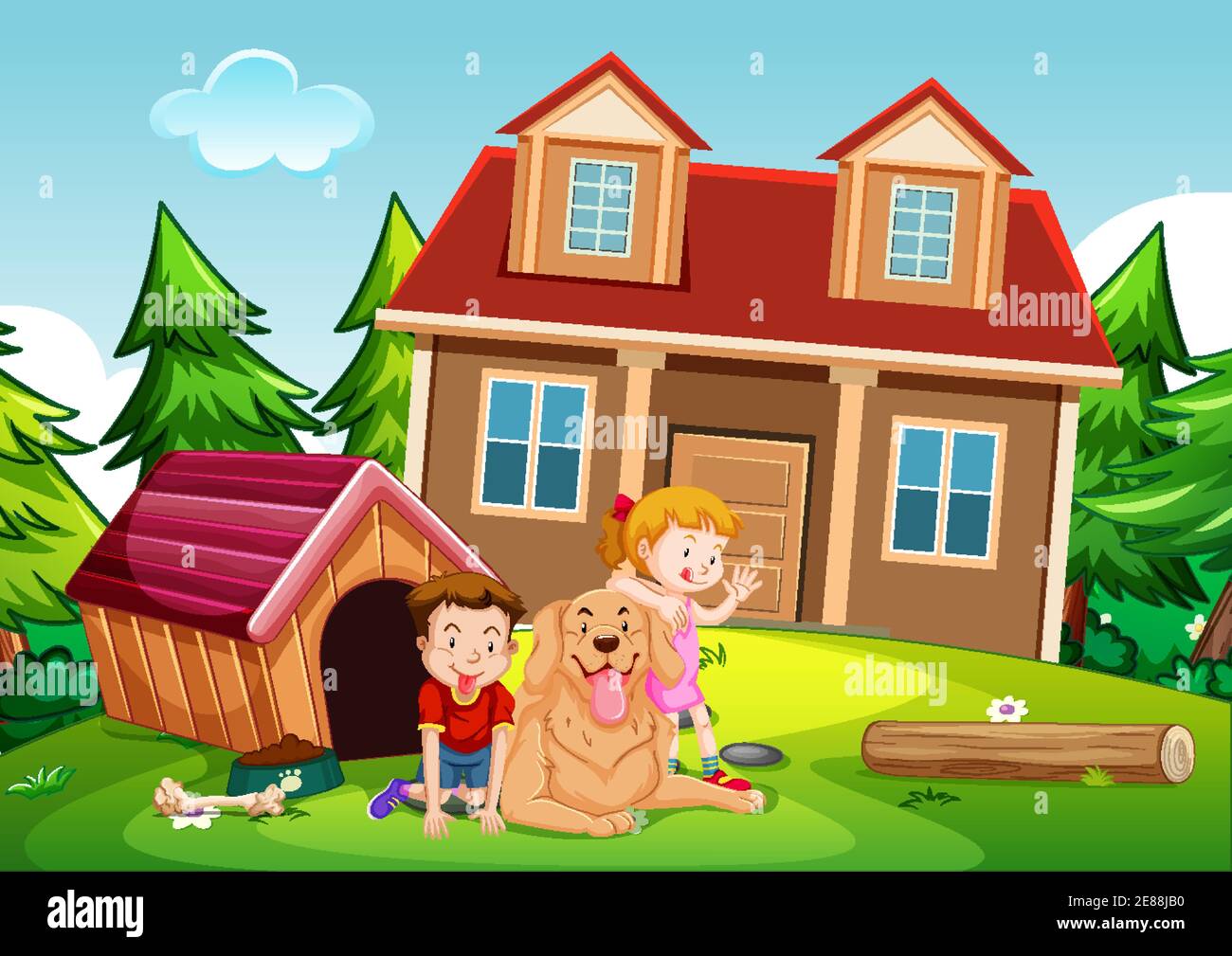 Jumper House Scene Clipart