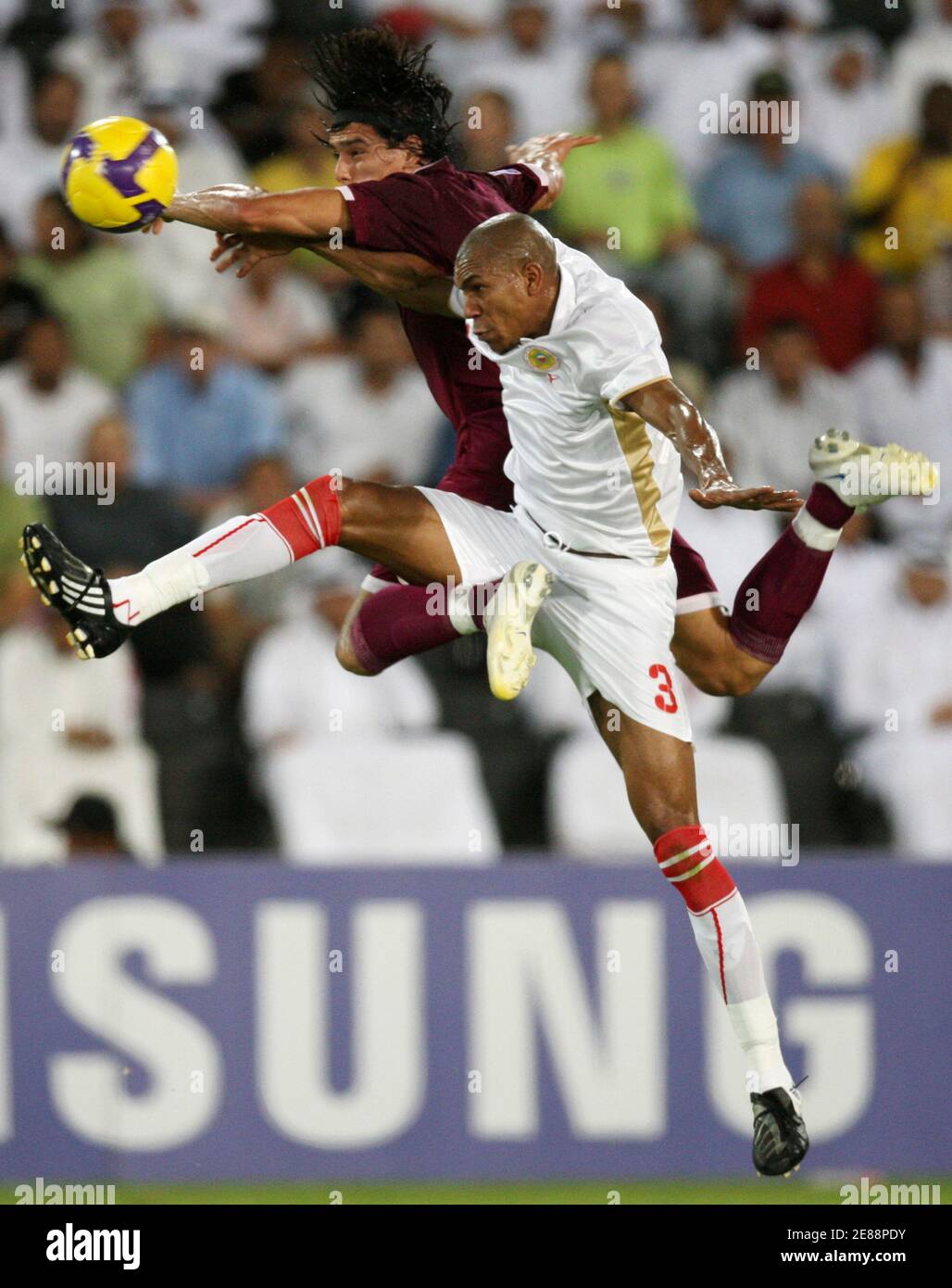 Bahrain S Abdullah Marzooq R Fights For The Ball With Qatar S Sebastian Soria During Their World Cup 10 Qualifying Soccer Match In Doha September 10 08 Reuters Fadi Al Assaad Qatar Stock Photo Alamy Bahrain S Abdullah Marzooq R Fights For The Ball With Qatar S Sebastian Soria During Their World Cup 10 Qualifying Soccer Match In Doha September 10 08 Reuters Fadi Al Assaad Qatar Stock Photo Alamy