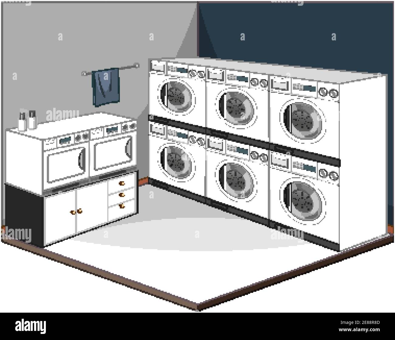 Laundry room interior with furniture illustration Stock Vector Image ...