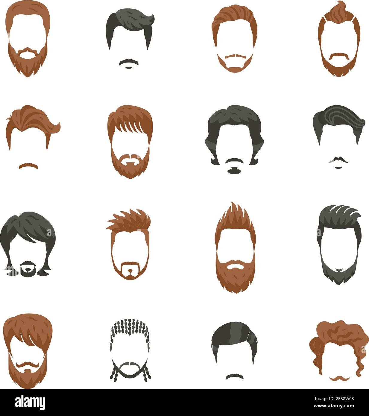 Men hairstyle icons set with beard and moustache flat isolated vector  illustration Stock Vector Image & Art - Alamy