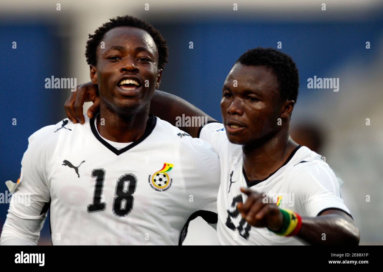 Dominic Adiyiah Of Ghana R Celebrates His Goal Against Hungary With Team Mate Ransford Osei L During Their Fifa U World Cup Semi Finals Soccer Match In Cairo October 13 09 Reuters Goran Tomasevic