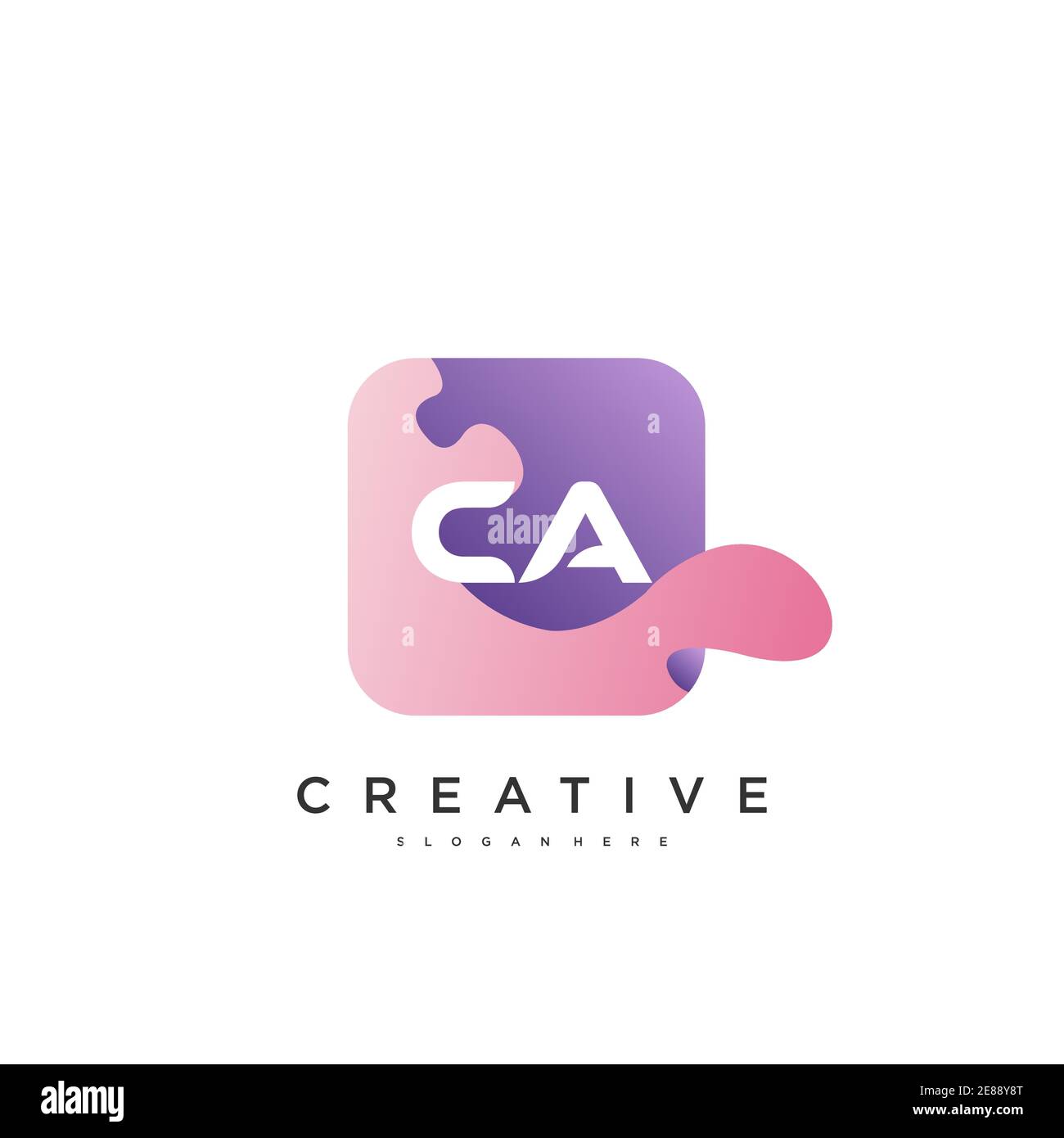 CA Initial Letter logo icon design template elements with wave colorful art Stock Vector