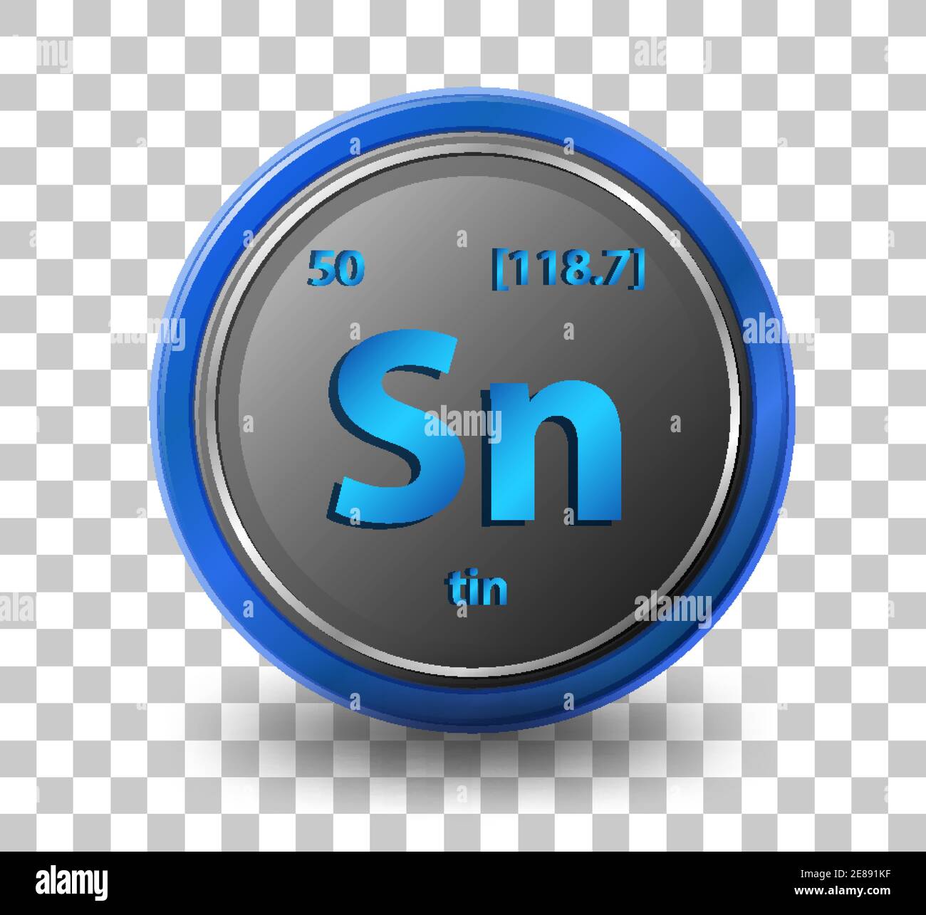 Tin chemical element. Chemical symbol with atomic number and atomic