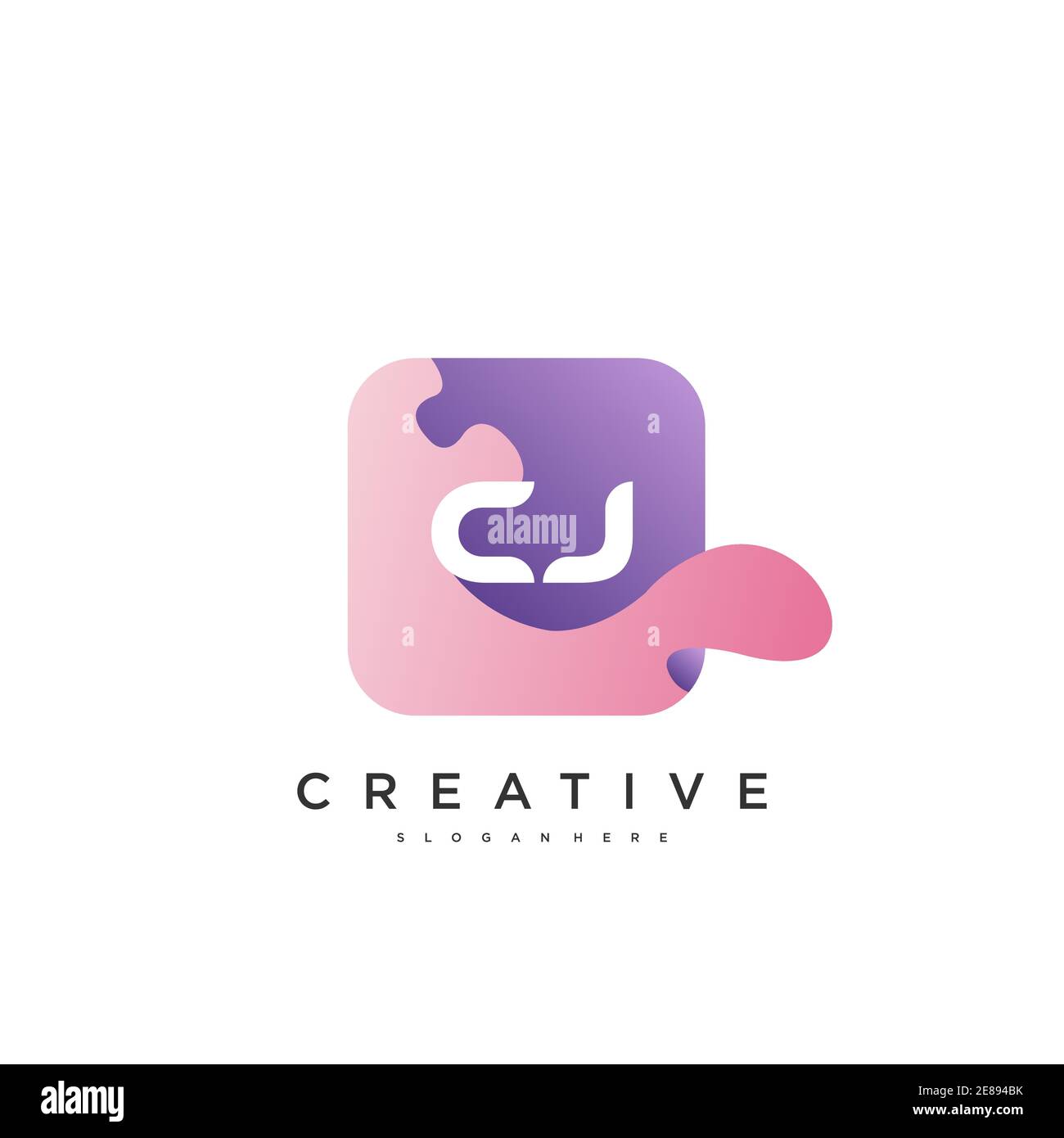 CJ Initial Letter logo icon design template elements with wave colorful art Stock Vector
