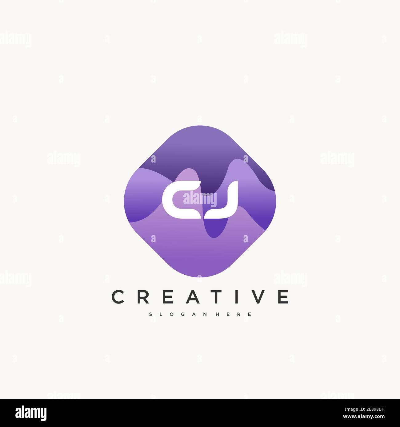 CJ Initial Letter logo icon design template elements with wave colorful art Stock Vector