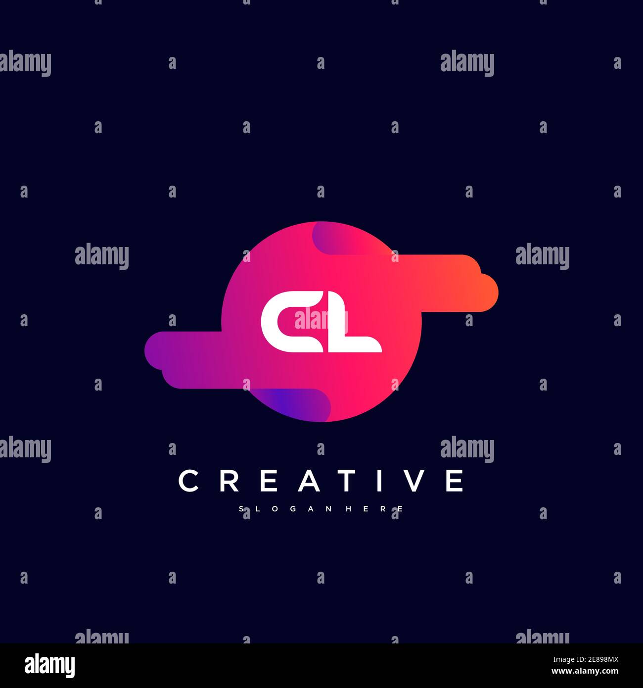 CL Initial Letter logo icon design template elements with wave colorful art Stock Vector