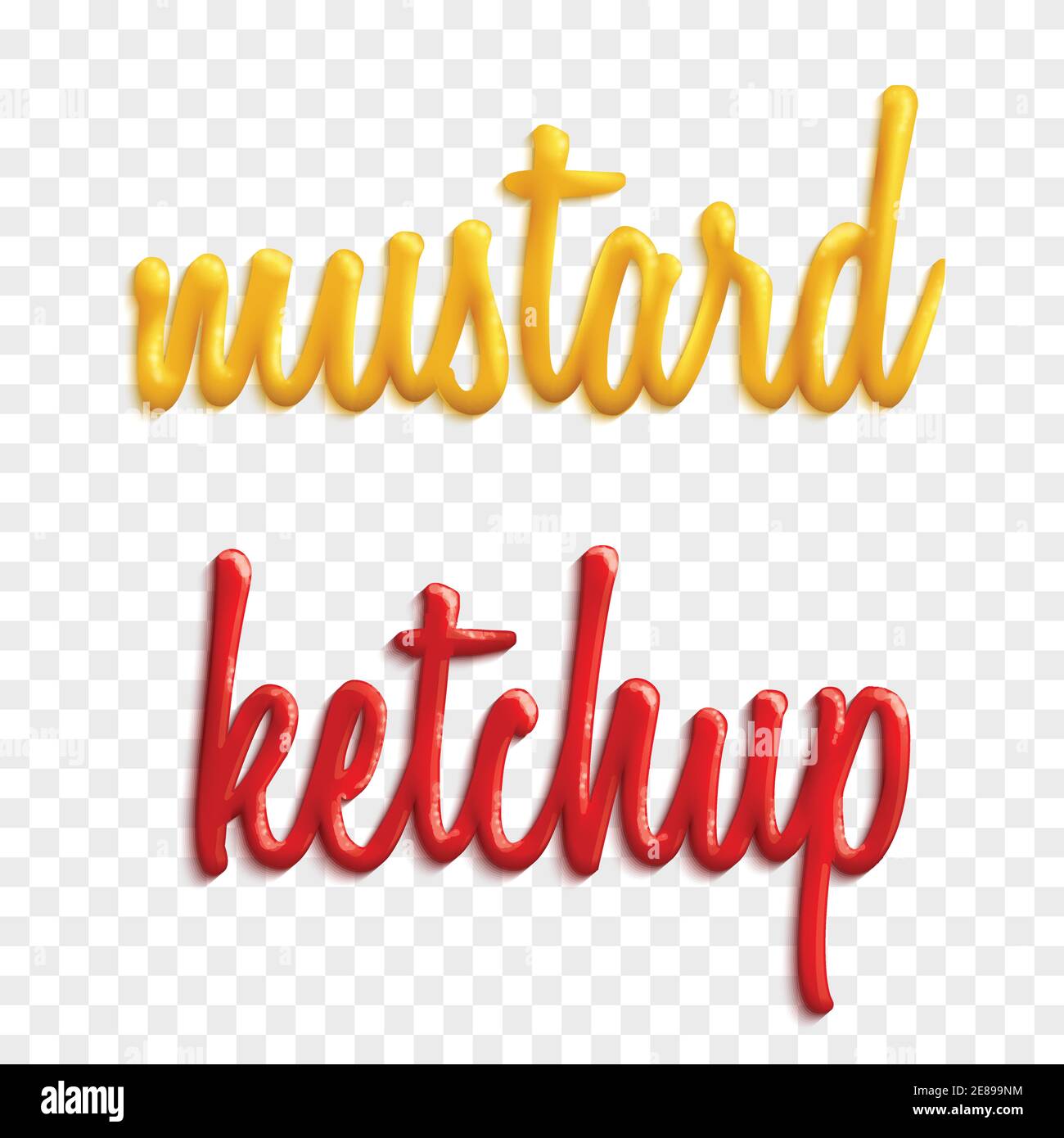 Set of sauce words by mustard and ketchup vector illustration Stock