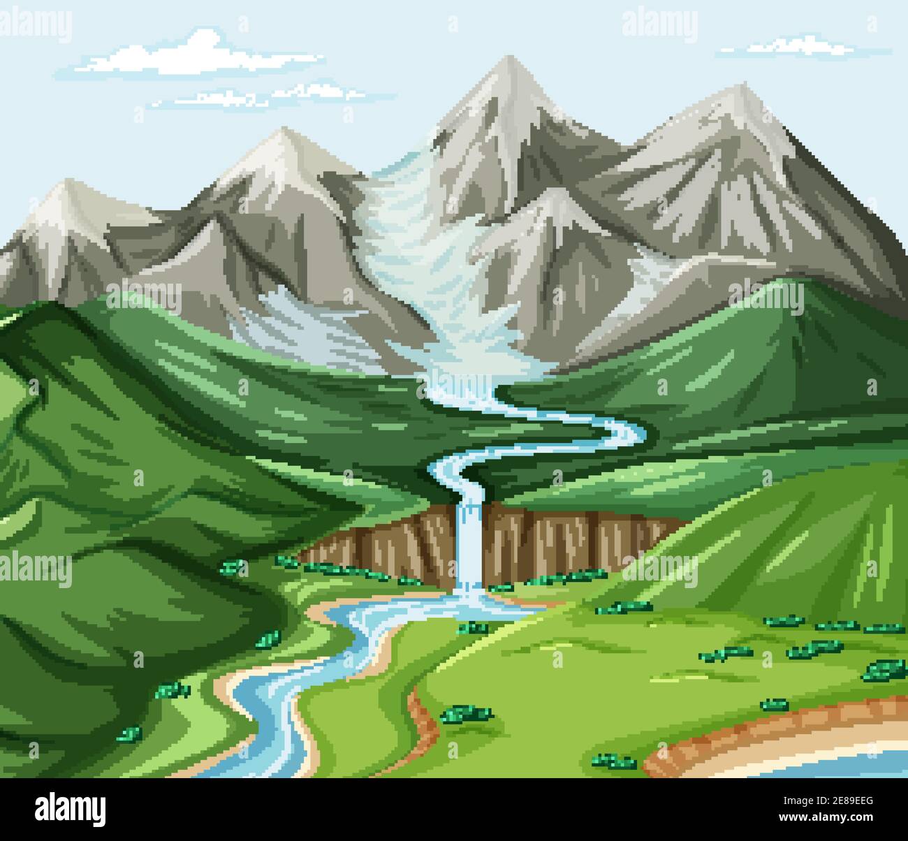 Bird's eye view with nature park landscape scene illustration Stock