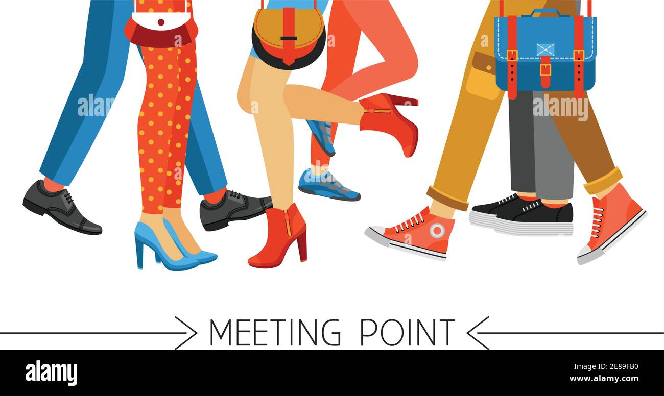 Flat design men and women legs and feet with stylish colorful clothes