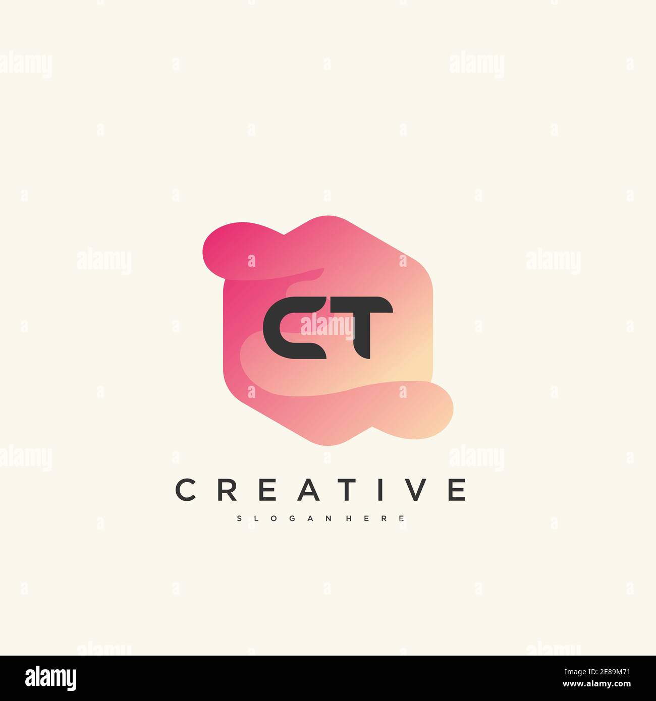 CT Initial Letter logo icon design template elements with wave colorful art Stock Vector