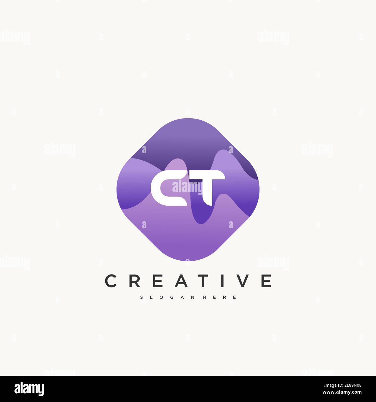 CT Initial Letter logo icon design template elements with wave colorful art Stock Vector