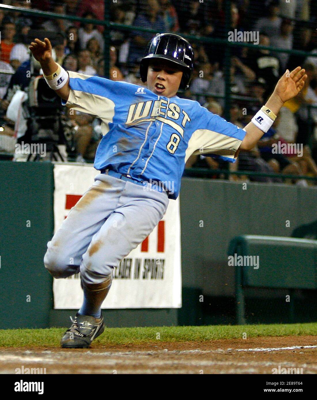 Chula Vista California Player Nick Conlin Scores The Game Winning Run In The Sixth Inning On A Wild Pitch From Warner Robins Georgia In The U S Semi Final Of Little League Baseball S World Series Chula Vista California Player Nick Conlin Scores The Game Winning Run In The Sixth Inning On A Wild Pitch From Warner Robins Georgia In The U S Semi Final Of Little League Baseball S World Series