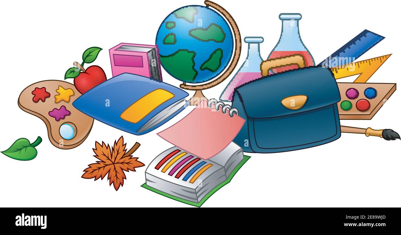 Vector illustration of Collection of school supplies Stock Vector Image ...