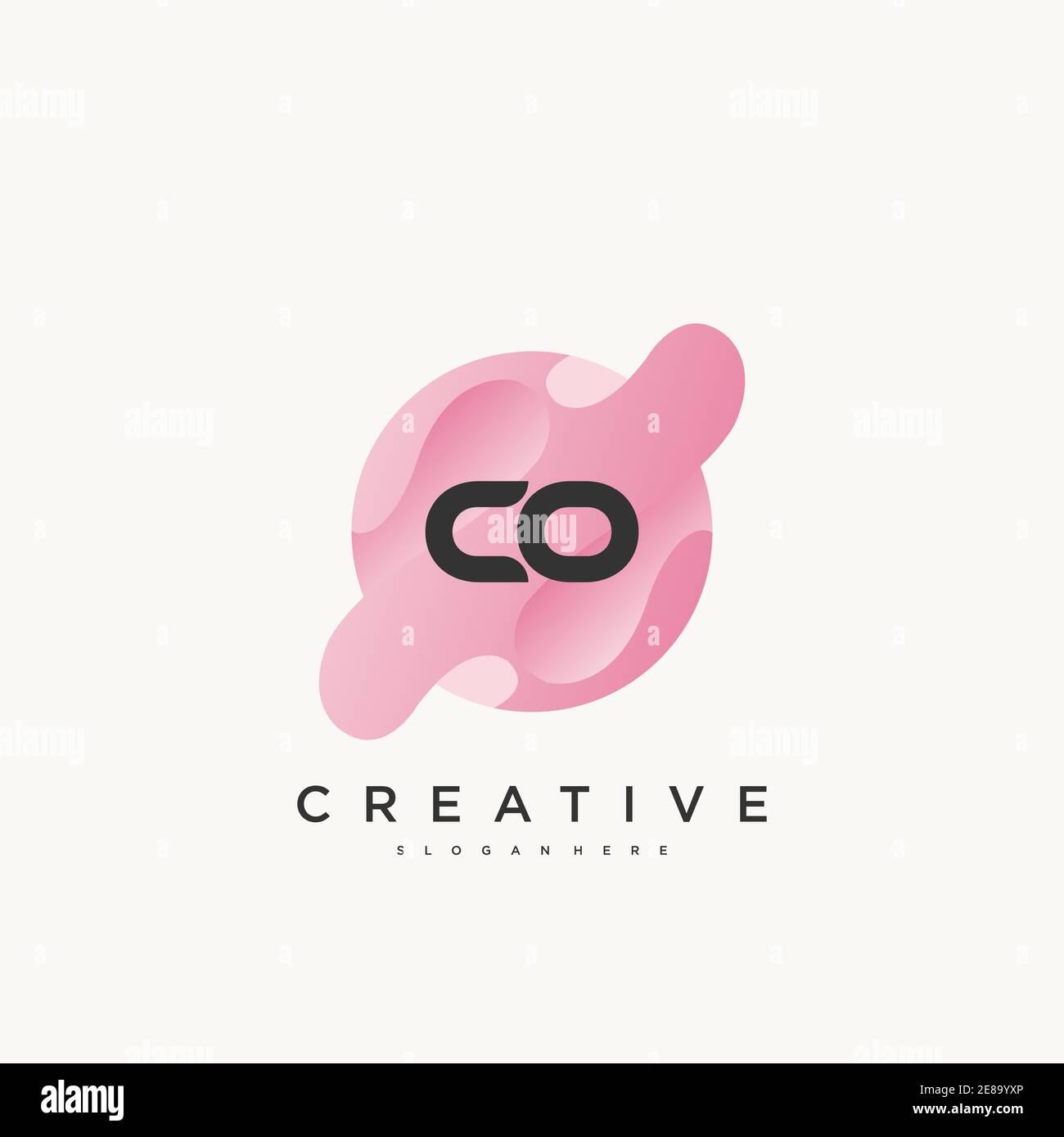 CO Initial Letter logo icon design template elements with wave colorful art Stock Vector