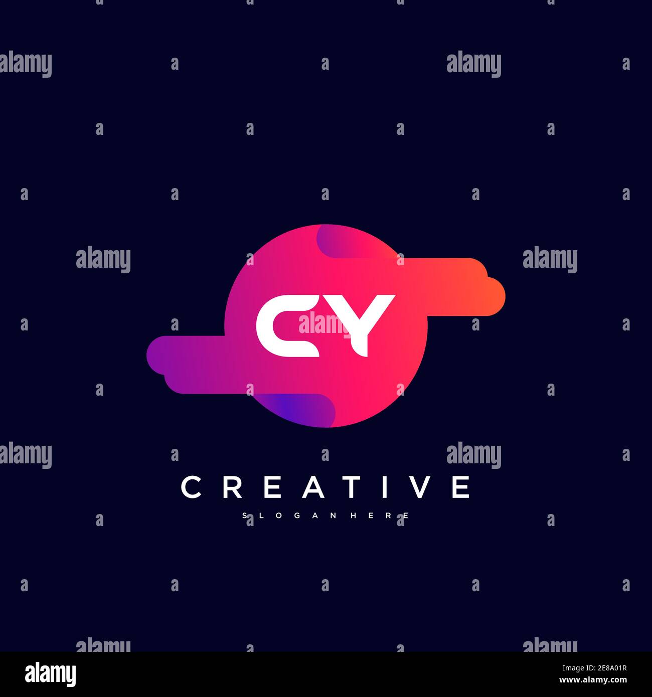 CY Initial Letter logo icon design template elements with wave colorful art Stock Vector