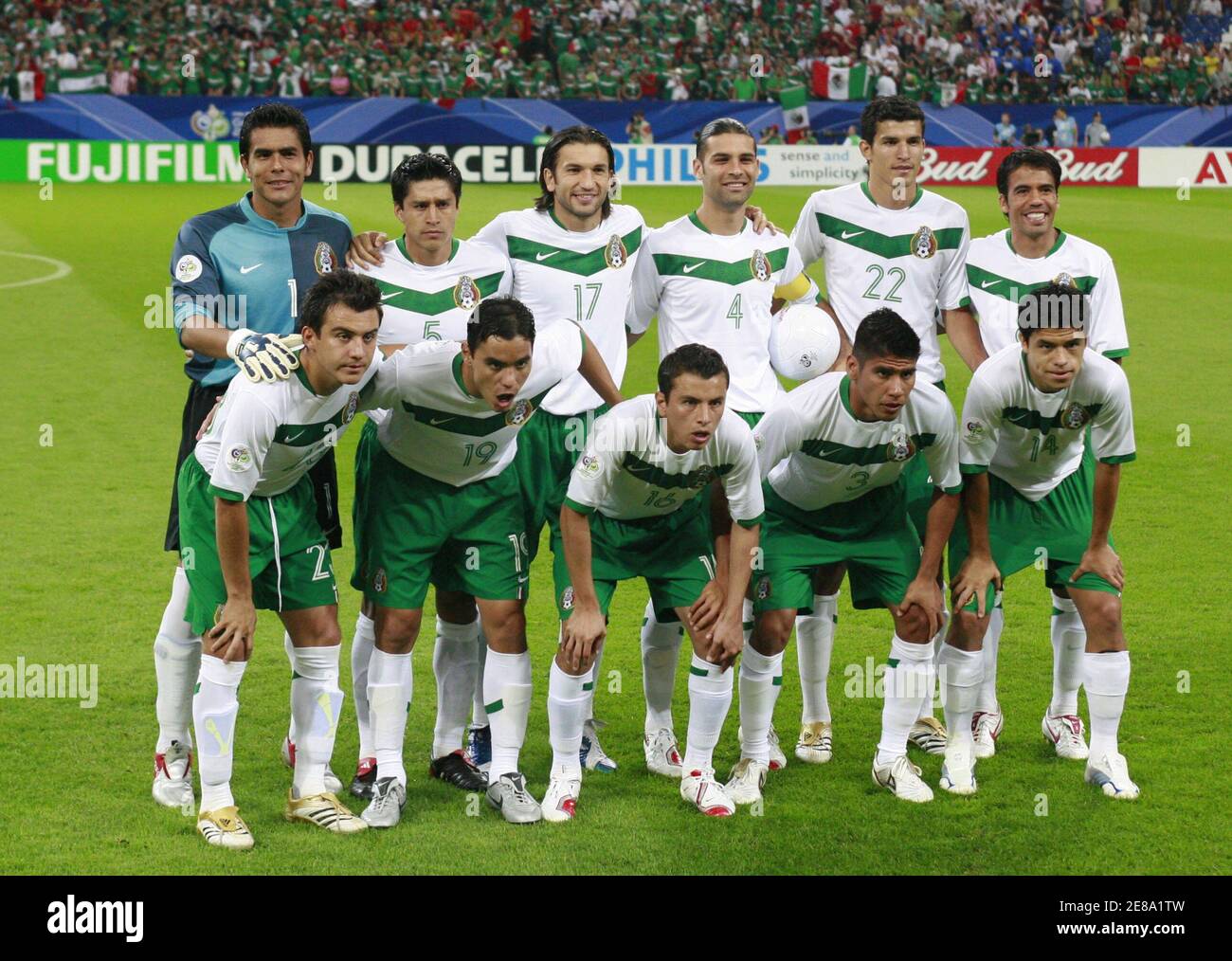Mexico's national soccer team players pose for a team photo before their Group D World Cup 2006 soccer match against [Portugal] in Gelsenkirchen June 21, 2006. Back row from left: Oswaldo Sanchez,