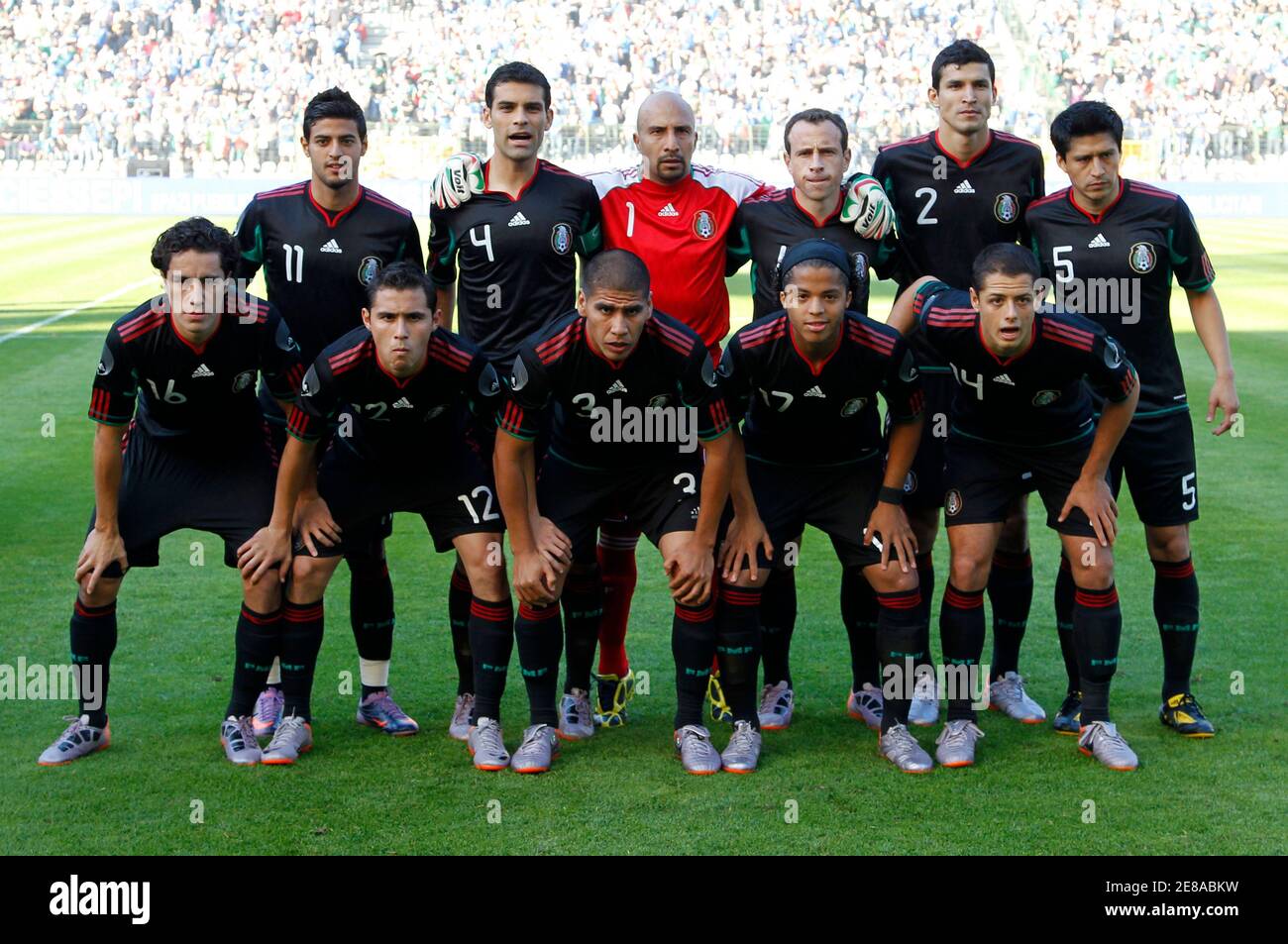 Mexico's national soccer team players pose ahead of an ...