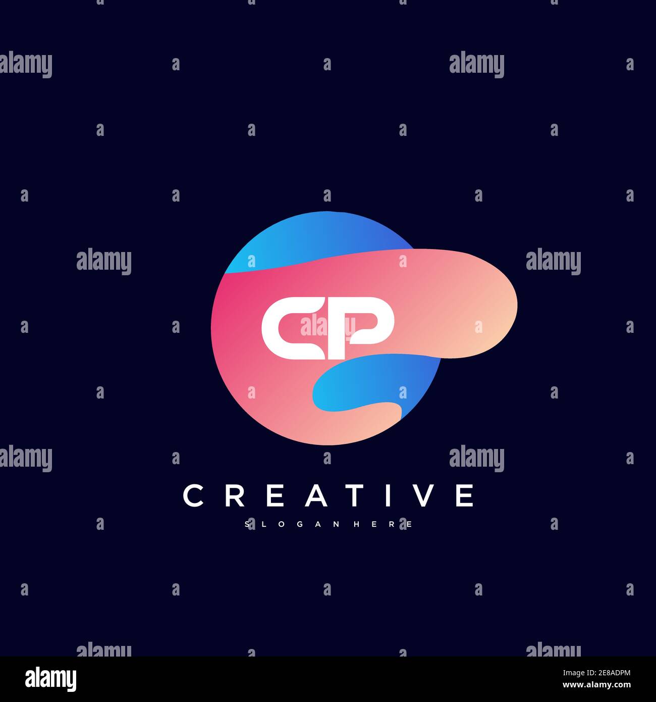CP Initial Letter logo icon design template elements with wave colorful art Stock Vector