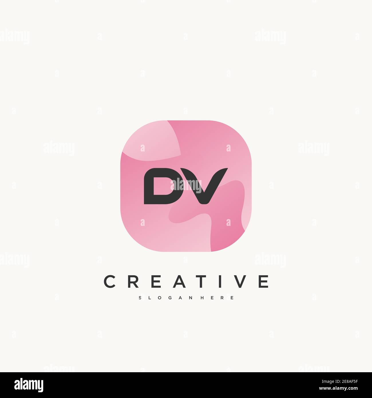DV Initial Letter logo icon design template elements with wave colorful art Stock Vector